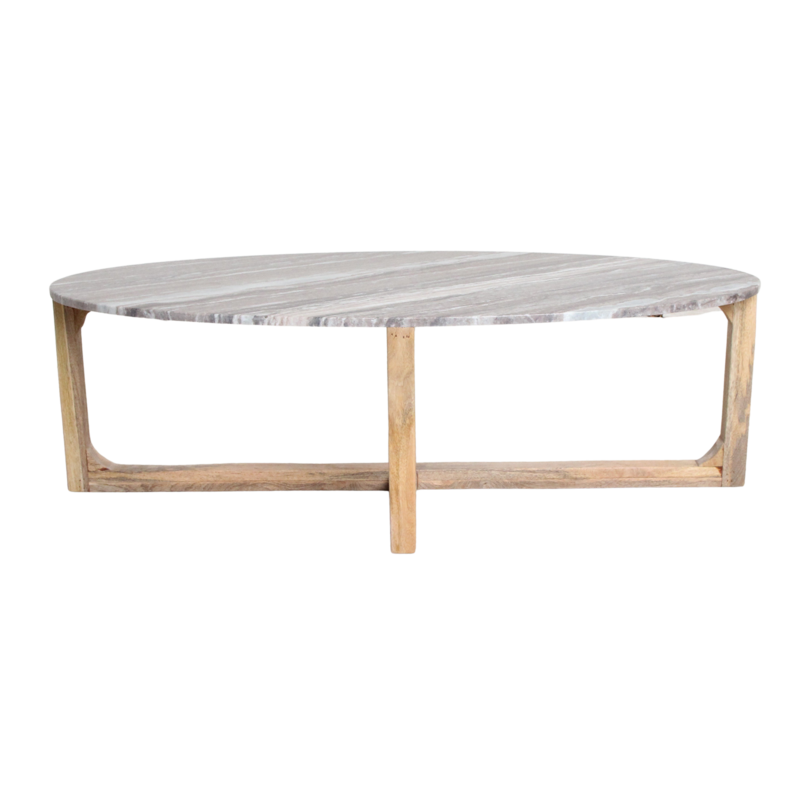 Raw Materials-collectie Ovale marmeren salontafel - Fantasy bruin - 120x60x38 cm