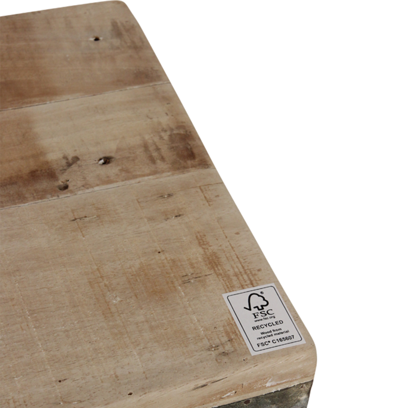 Raw Materials-collectie Limewash inklapbare eetkamerbank - FSC-gerecycled hout -120 cm