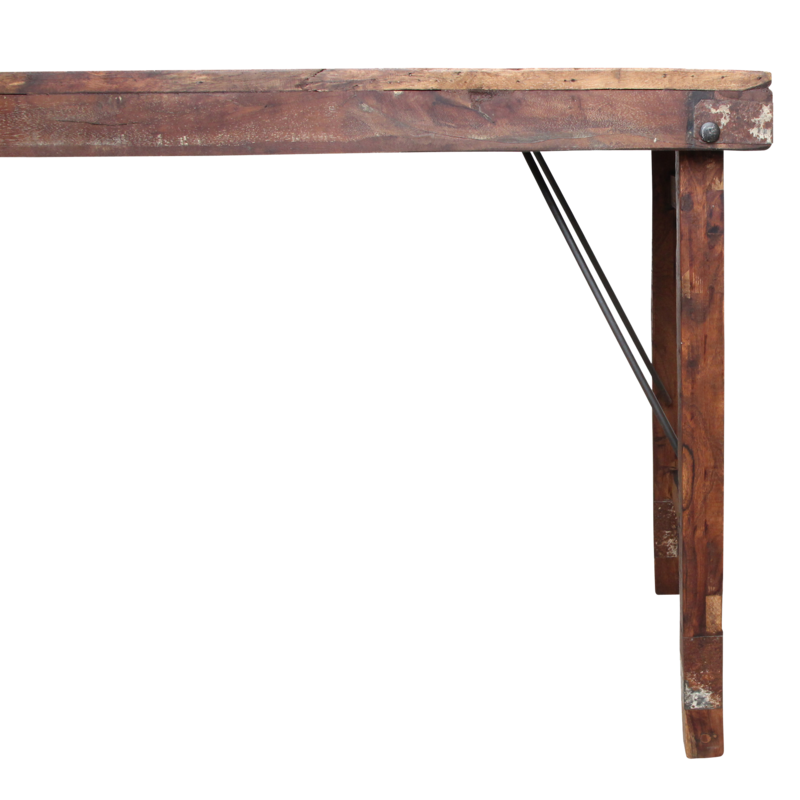 Raw Materials-collectie Inklapbare vintage eettafel - Gerecycled hout - 173x60x76 cm