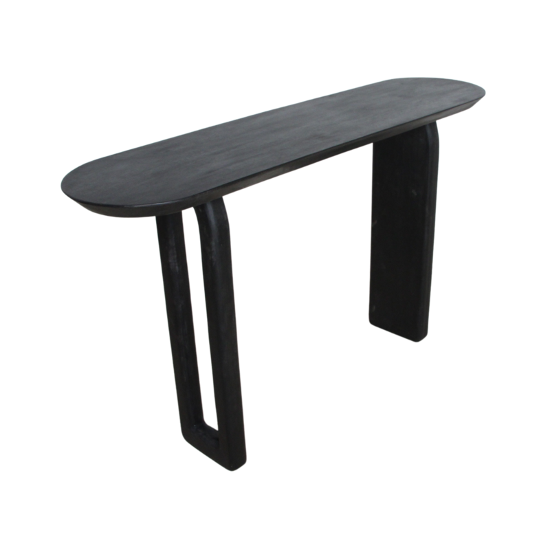 Raw Materials-collectie Bullnose mangohouten wandtafel zwart -140x35x80 cm