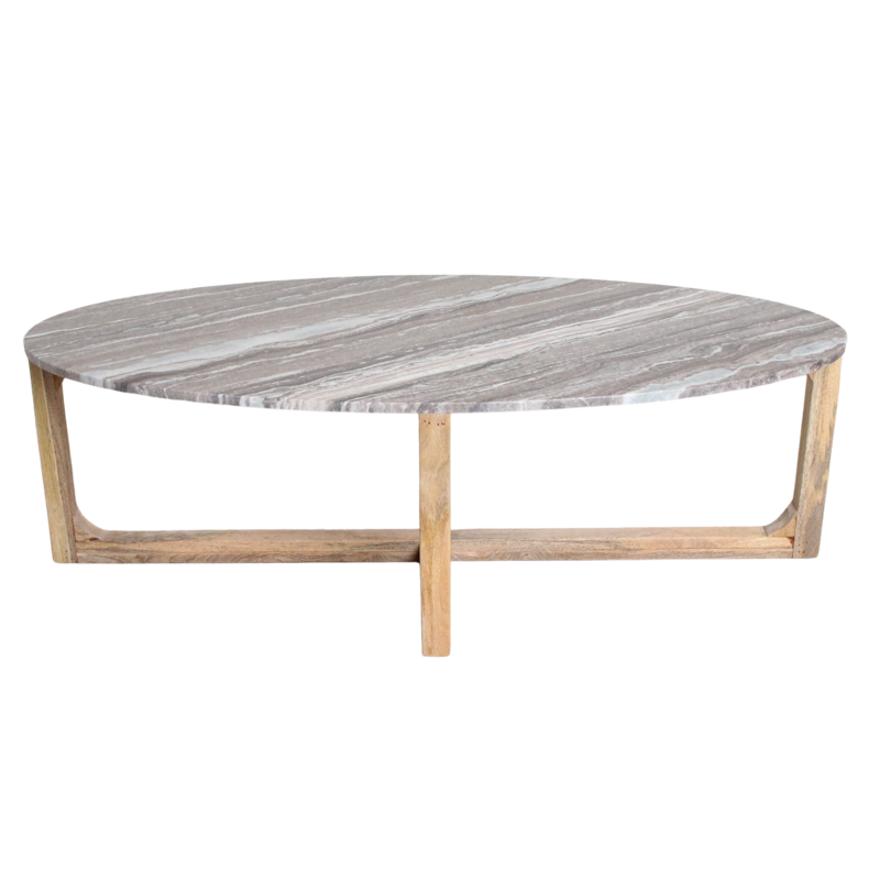 Raw Materials-collectie Ovale marmeren salontafel - Fantasy bruin - 120x60x38 cm