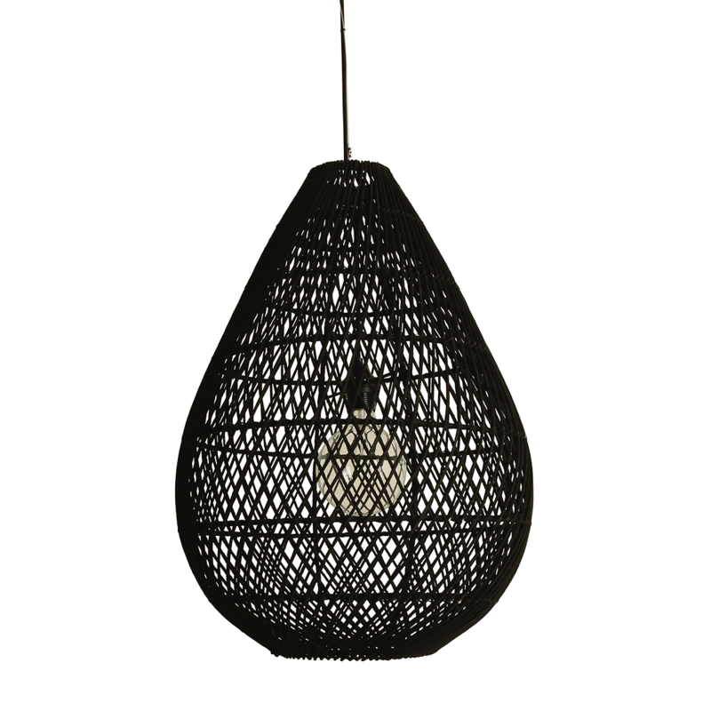 Raw Materials-collectie Maze druppel rotan hanglamp zwart - Ø 45x65 cm