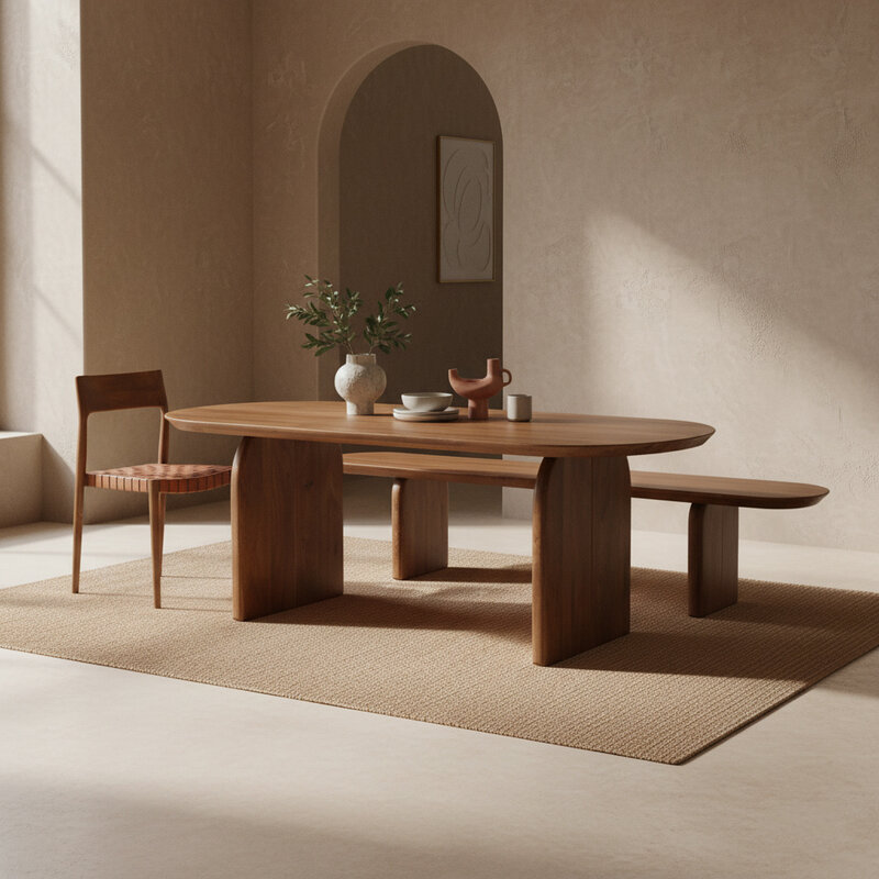 Raw Materials-collectie Bullnose dining table - brown - 240 - closed base