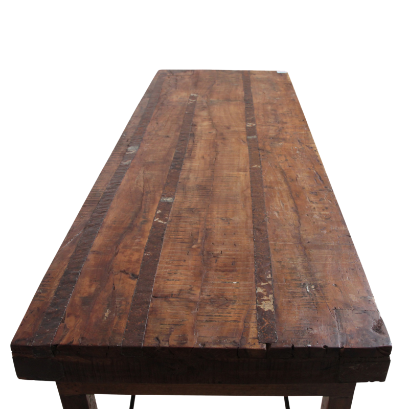 Raw Materials-collectie Inklapbare vintage eettafel - Gerecycled hout - 173x60x76 cm