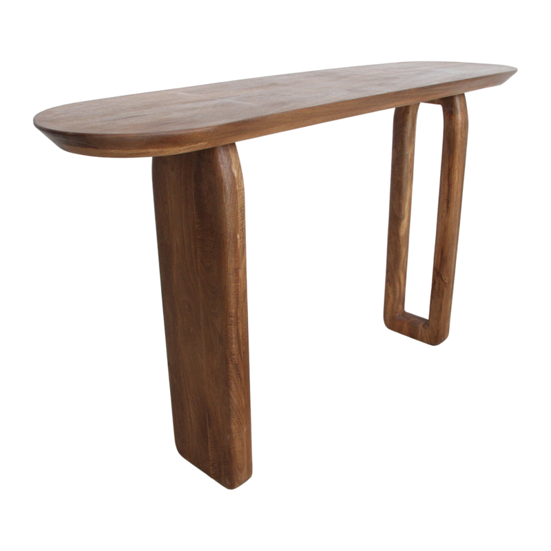 Raw Materials-collectie Bullnose mangohouten wandtafel bruin -140x35x80 cm