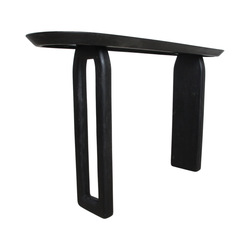 Raw Materials-collectie Bullnose mangohouten wandtafel zwart -140x35x80 cm