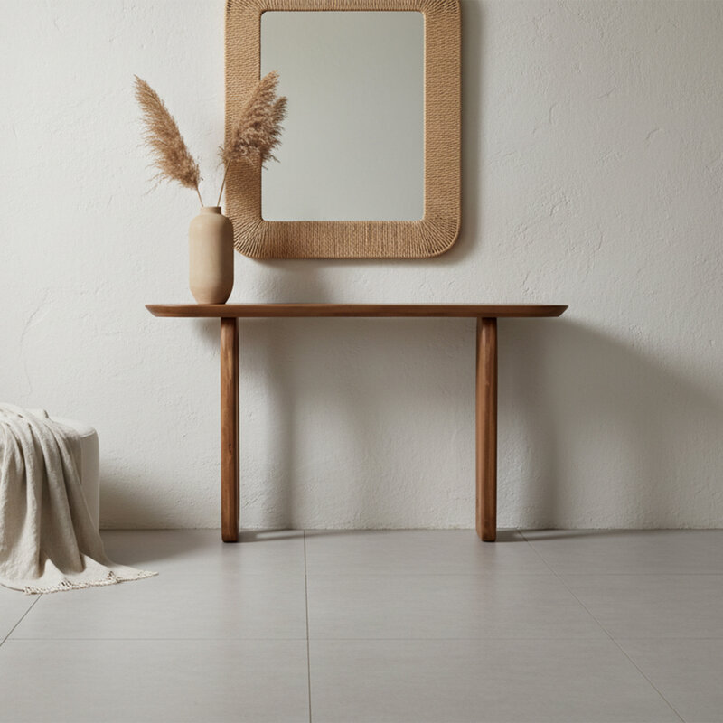 Raw Materials-collectie Bullnose mangohouten wandtafel bruin -140x35x80 cm