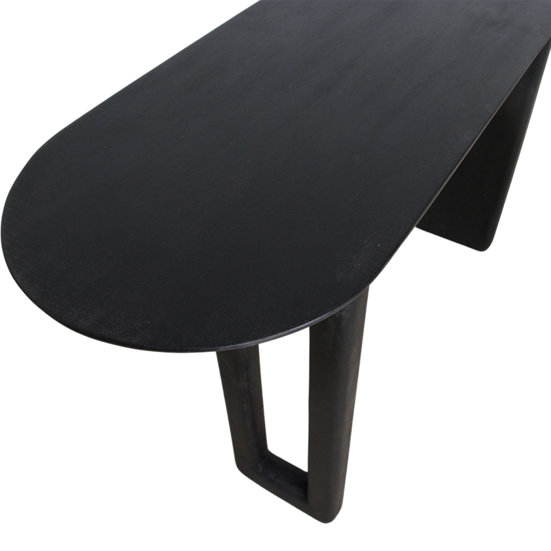 Raw Materials-collectie Bullnose mangohouten wandtafel zwart -140x35x80 cm