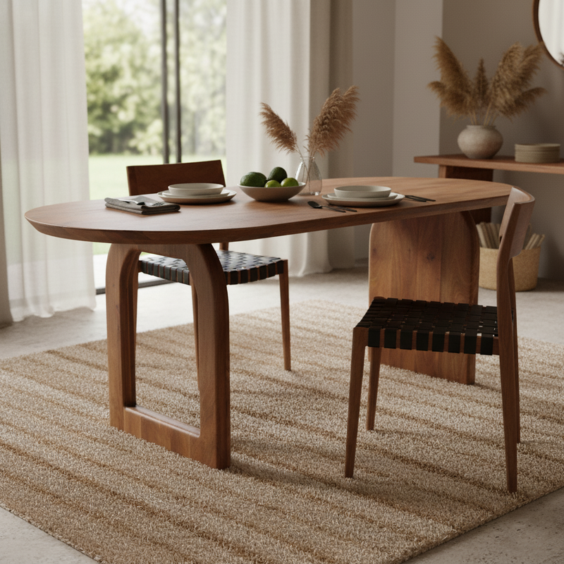 Raw Materials-collectie Bullnose dining table - brown - 200 - mix base