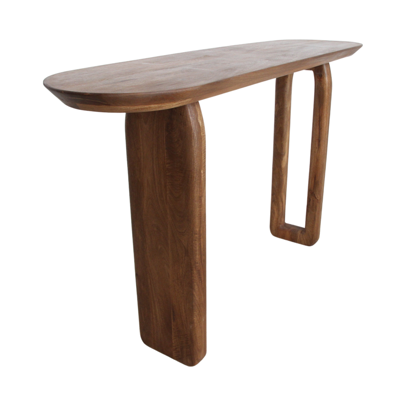 Raw Materials-collectie Bullnose mangohouten wandtafel bruin -140x35x80 cm