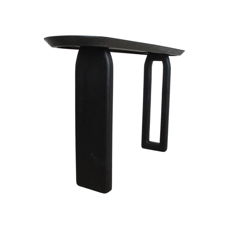 Raw Materials-collectie Bullnose mangohouten wandtafel zwart -140x35x80 cm