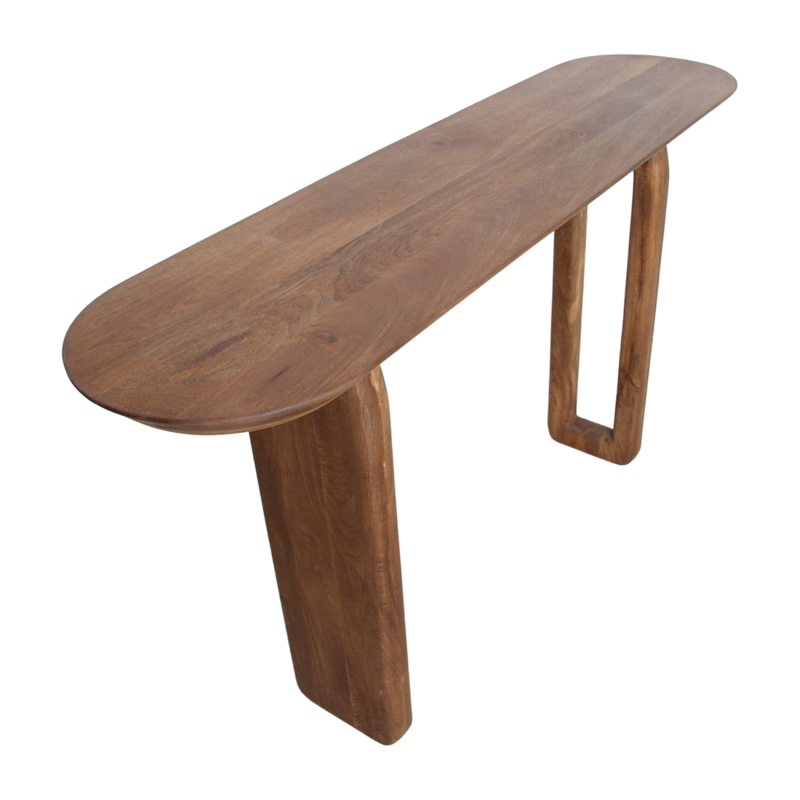 Raw Materials-collectie Bullnose mangohouten wandtafel bruin -140x35x80 cm