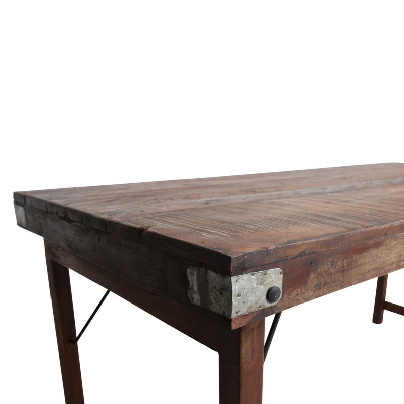 Raw Materials-collectie Inklapbare vintage eettafel - Gerecycled hout - 165x75x76 cm