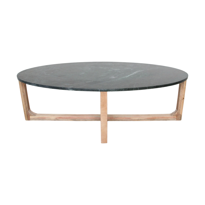 Raw Materials-collectie Ovale marmeren salontafel - Groen - 120x60x38 cm