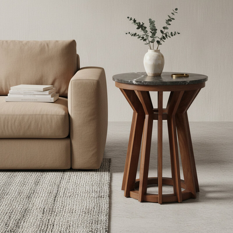 Raw Materials-collectie Sabah marmeren bijzettafel - zwart