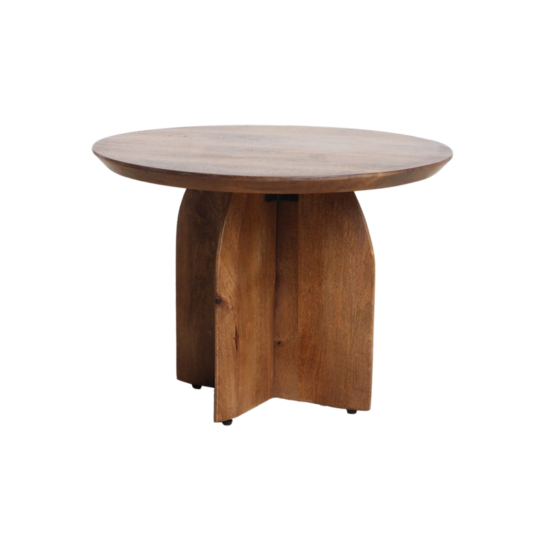 Raw Materials-collectie Bullnose mangohouten bijzettafel cross Ø 55 cm