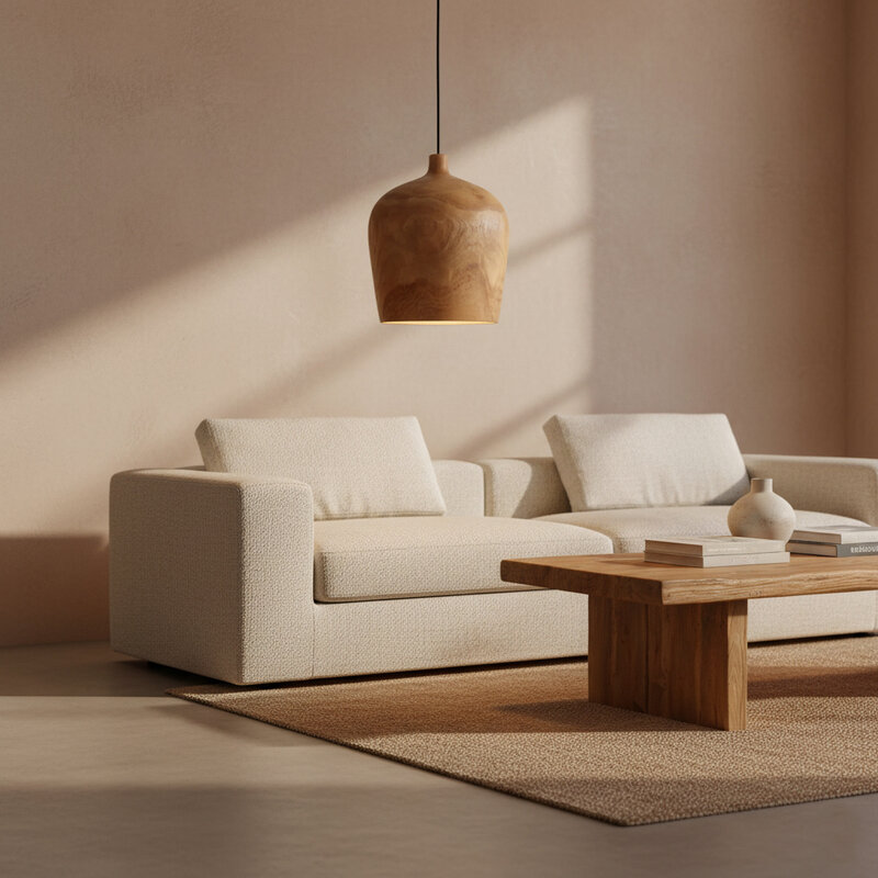 Raw Materials-collectie Sirocco teakhouten hanglamp Bottle - Ø 25x28 cm