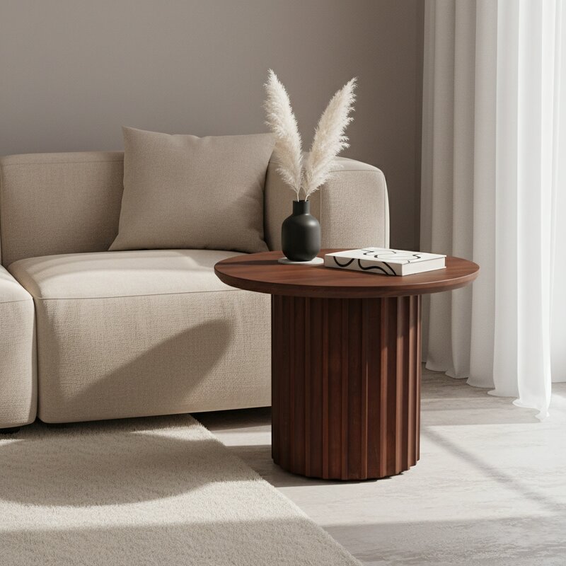 Raw Materials-collectie Bullnose bijzettafel reversed bruin Ø 55 cm