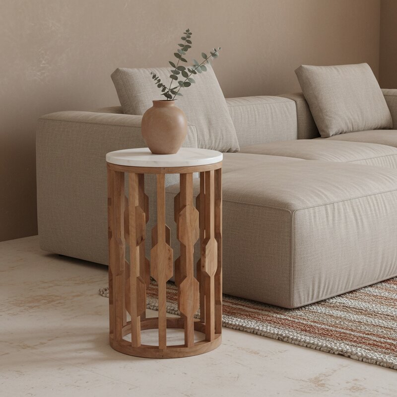 Raw Materials-collectie Atjeh marmeren bijzettafel - wit