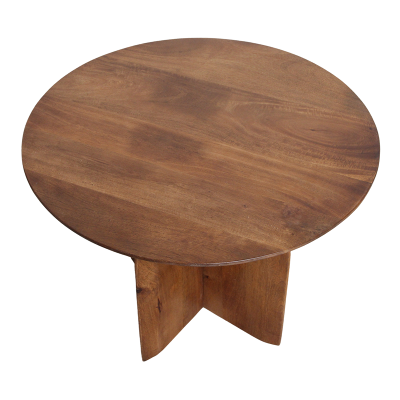 Raw Materials-collectie Bullnose mangohouten bijzettafel cross Ø 55 cm