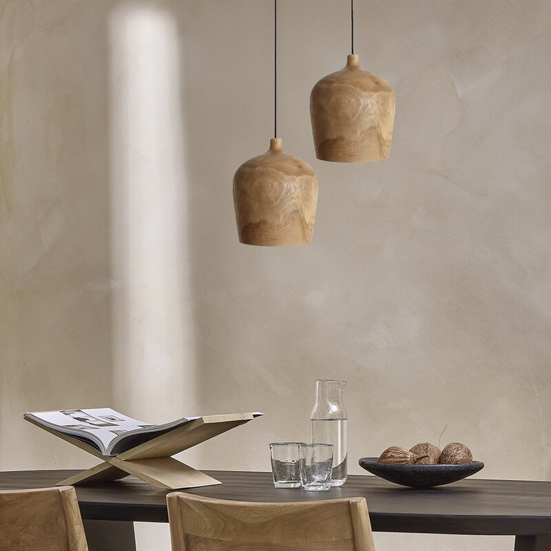 Raw Materials-collectie Sirocco teakhouten hanglamp Bottle - Ø 25x28 cm