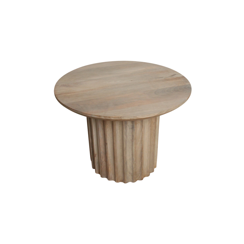 Raw Materials-collectie Bullnose bijzettafel reversed naturel Ø 55 cm