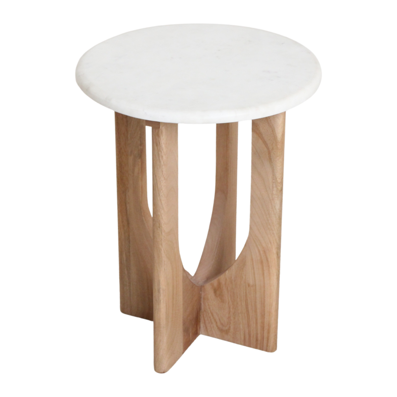 Raw Materials-collectie Kuching marmeren bijzettafel - wit