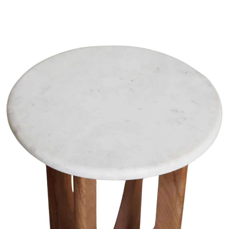 Raw Materials-collectie Kuching marmeren bijzettafel - wit