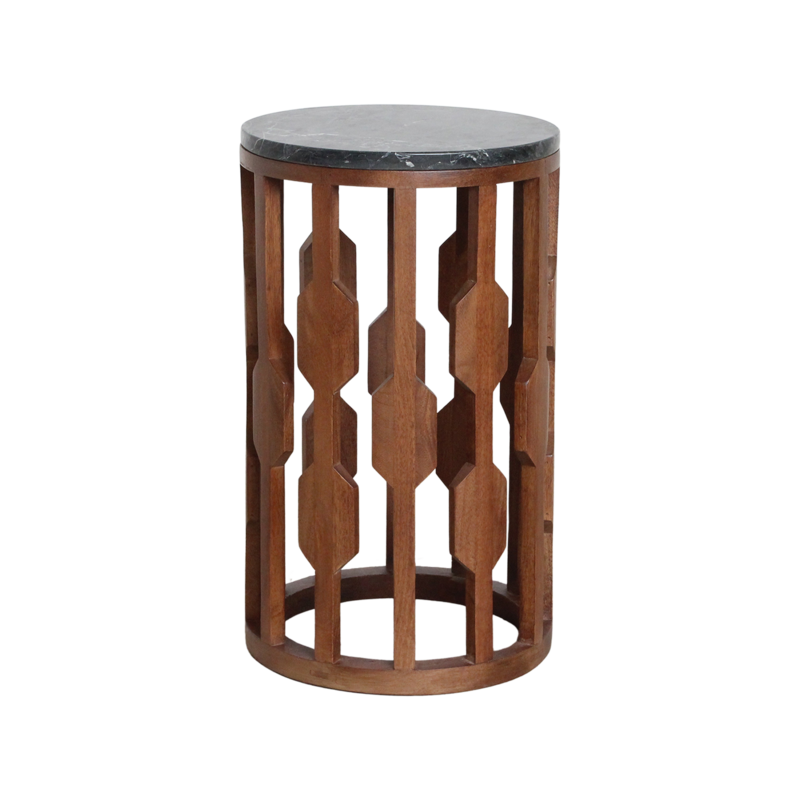 Raw Materials-collectie Lampung marmeren bijzettafel -zwart