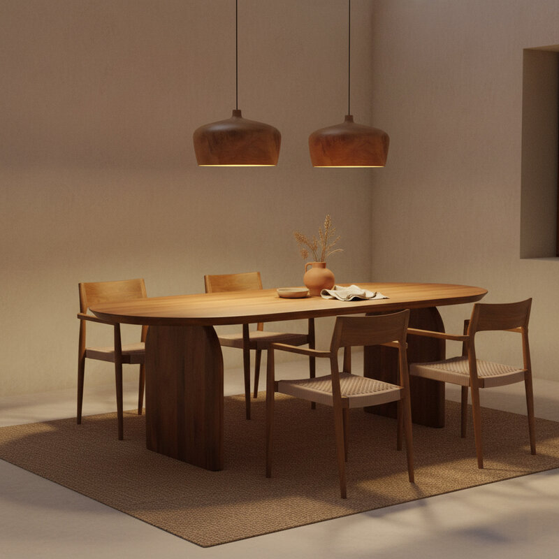 Raw Materials-collectie Sirocco teakhouten hanglamp Dome - Ø 30x20 cm