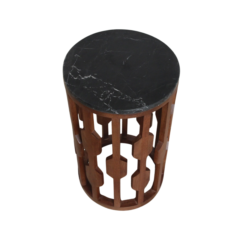 Raw Materials-collectie Lampung marmeren bijzettafel -zwart