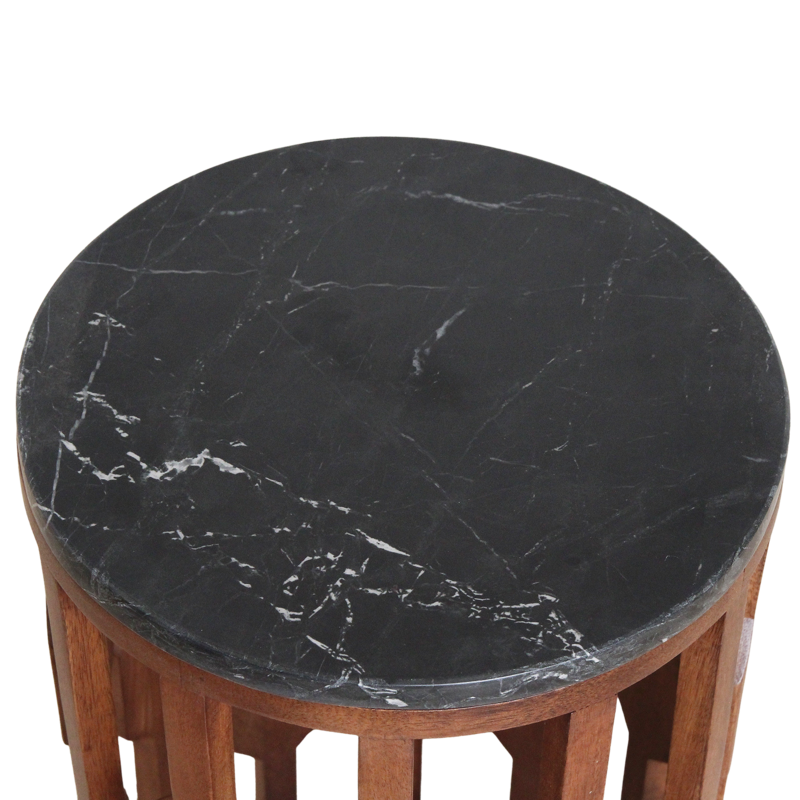 Raw Materials-collectie Lampung marmeren bijzettafel -zwart