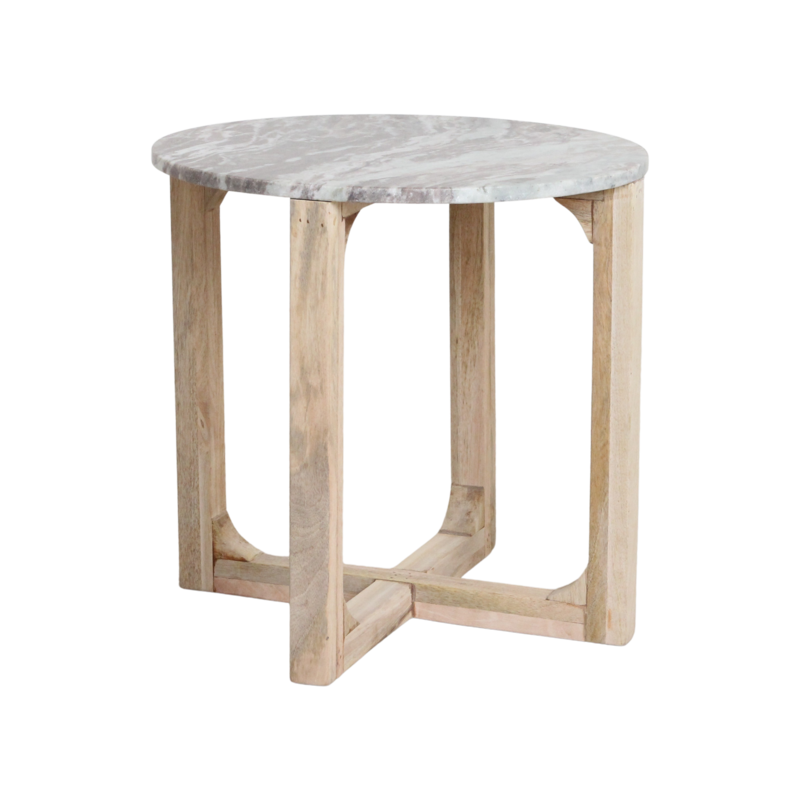 Raw Materials-collectie Marmeren bijzettafel rond - fantasy bruin