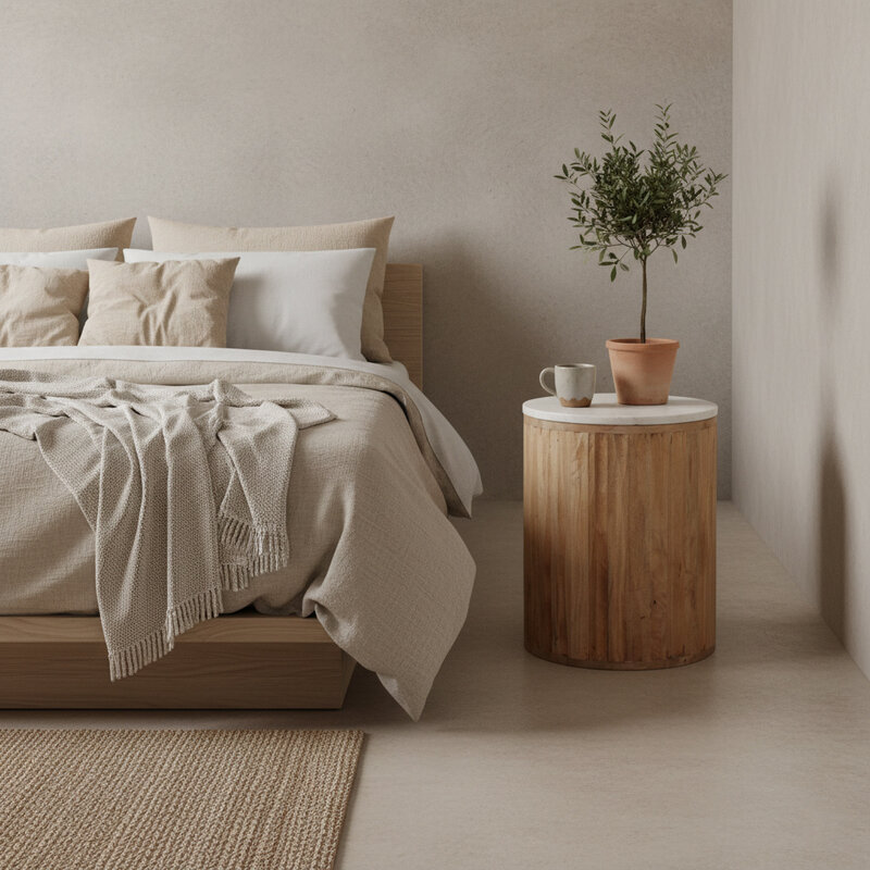 Raw Materials-collectie Malakka marmeren bijzettafel - wit