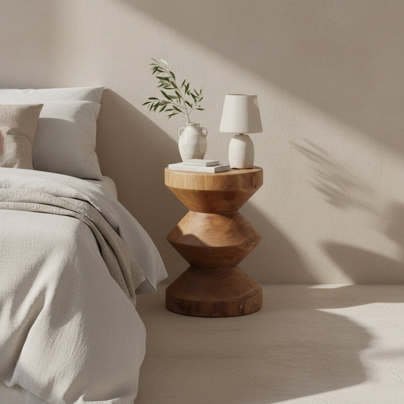 Raw Materials-collectie Forma teakhouten bijzettafel Rizo naturel