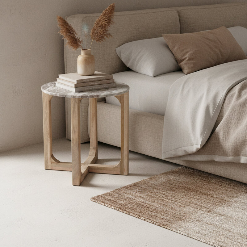 Raw Materials-collectie Marmeren bijzettafel rond - fantasy bruin