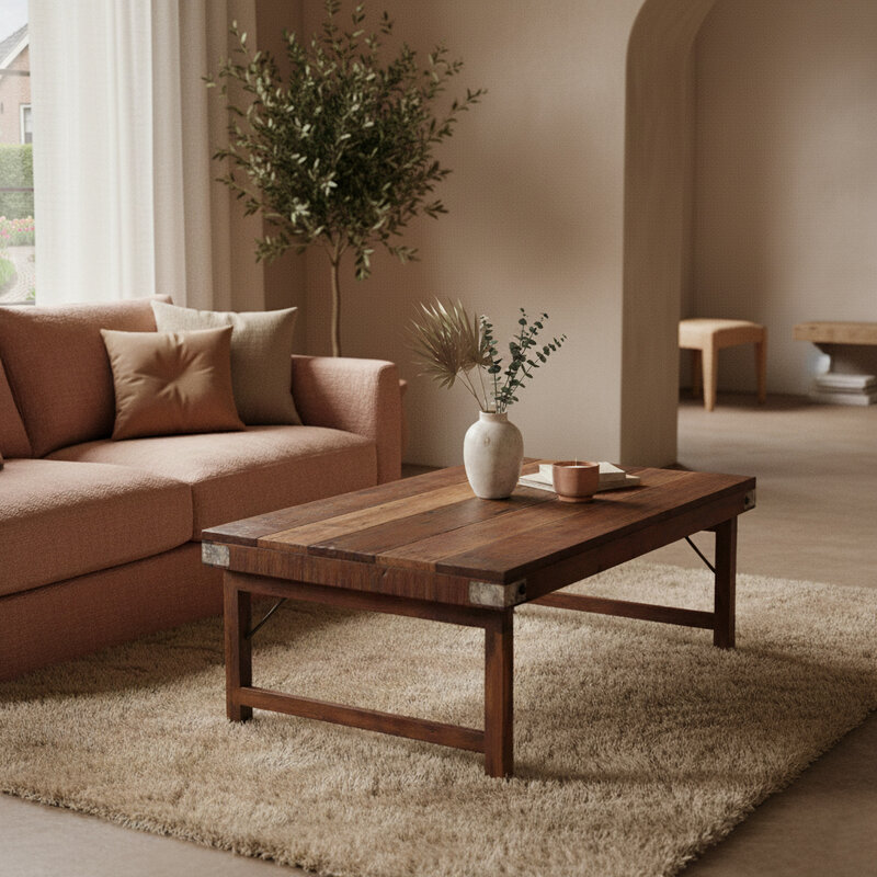 Raw Materials-collectie Bruine inklapbare salontafel - 120x75x45 cm