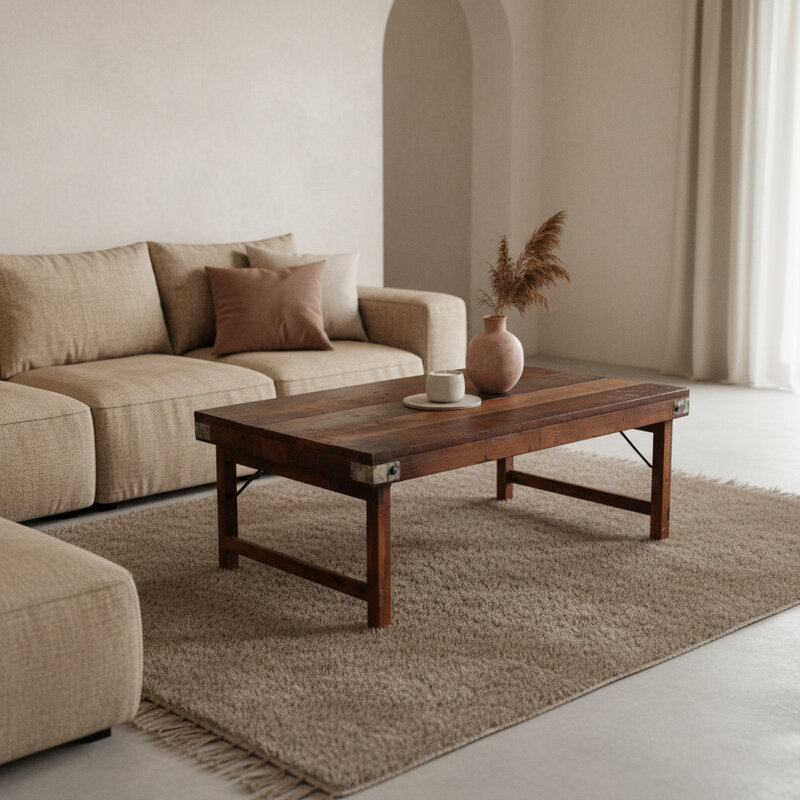 Raw Materials-collectie Bruine inklapbare salontafel - 120x75x45 cm