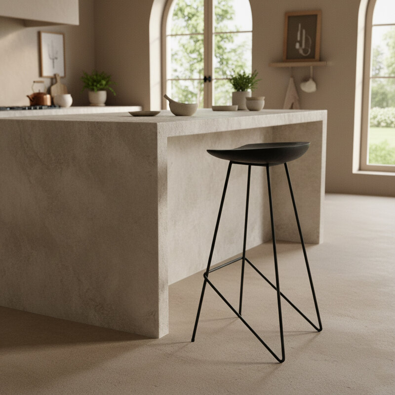 Raw Materials-collectie Loft teakhouten barkruk zwart - 41x42x77 cm