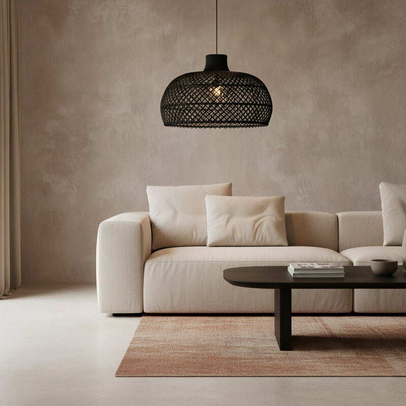 Raw Materials-collectie Maze rotan hanglamp zwart - Ø 57x36 cm