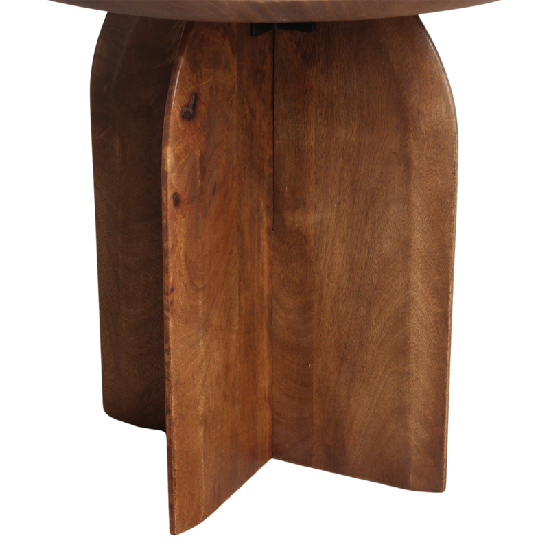Raw Materials-collectie Bullnose mangohouten bijzettafel cross Ø 50 cm