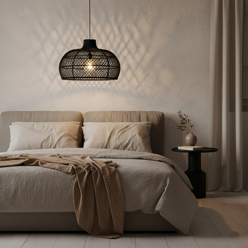 Raw Materials-collectie Maze rotan hanglamp zwart - Ø 57x36 cm