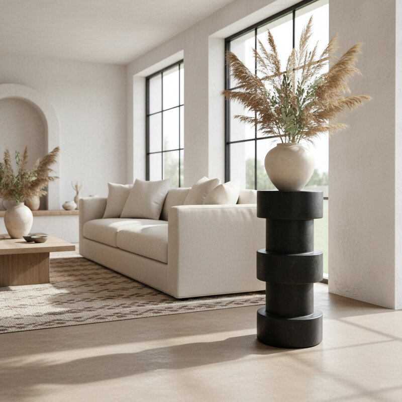 Raw Materials-collectie Forma teakhouten barkruk Totoma zwart