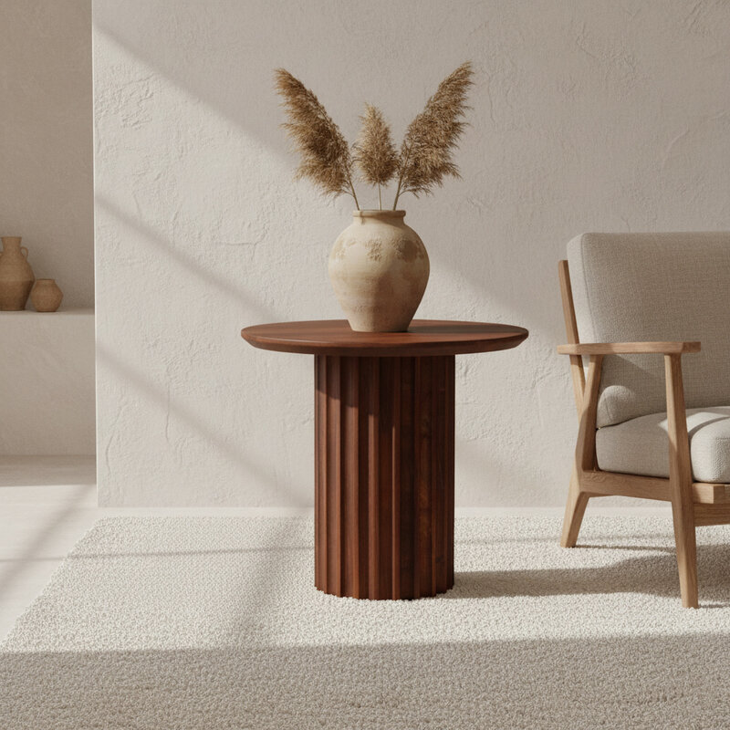 Raw Materials-collectie Bullnose bijzettafel reversed bruin Ø 50 cm