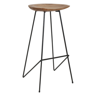 Raw Materials Loft teakhouten barkruk naturel - 41x42x77 cm