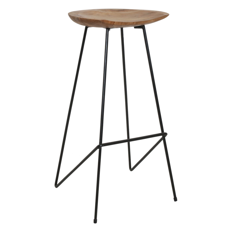 Raw Materials-collectie Loft teakhouten barkruk naturel - 41x42x77 cm