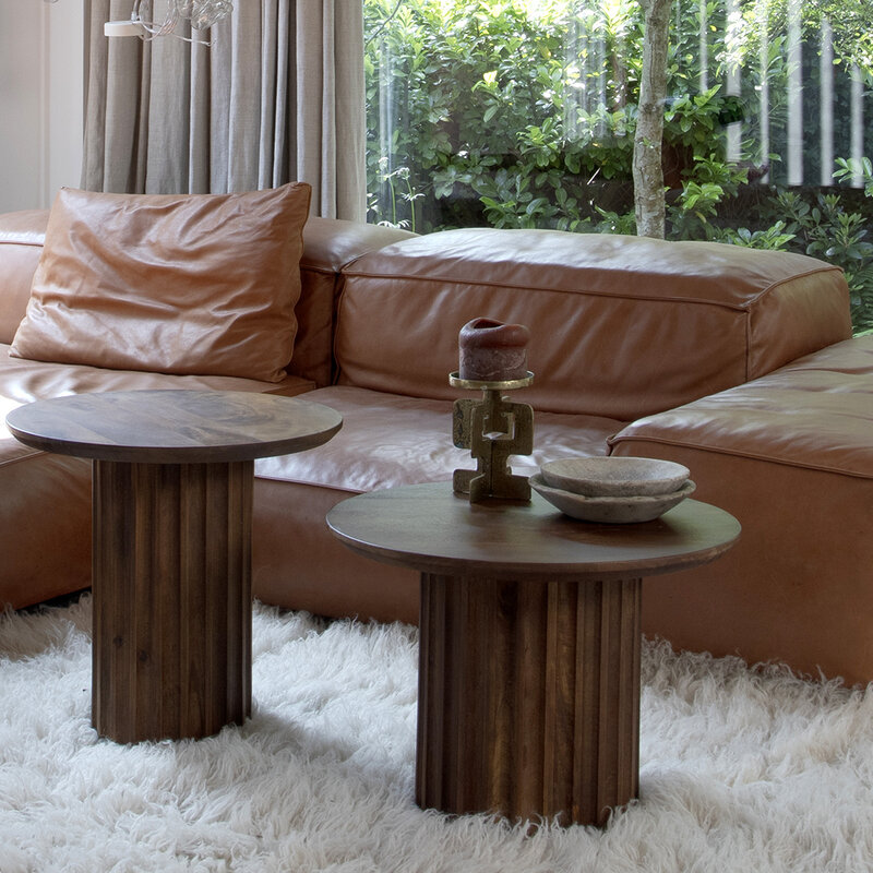 Raw Materials-collectie Bullnose bijzettafel reversed bruin Ø 50 cm