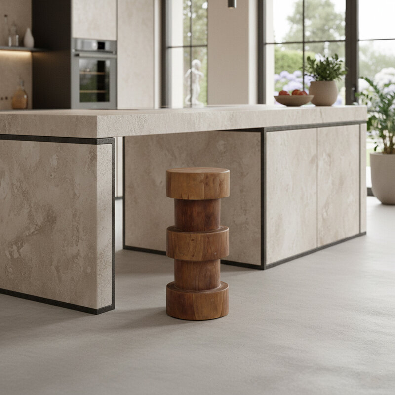 Raw Materials-collectie Forma teakhouten barkruk Totoma naturel