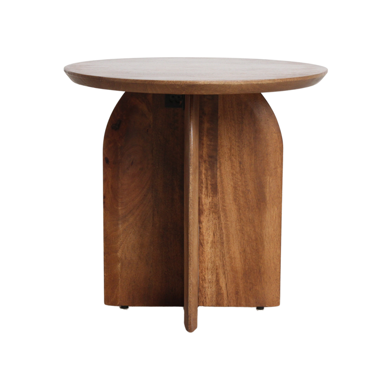 Raw Materials-collectie Bullnose mangohouten bijzettafel cross Ø 50 cm