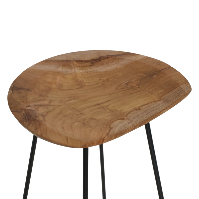 Raw Materials-collectie Loft teakhouten barkruk naturel - 41x42x77 cm